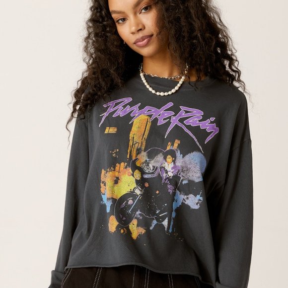 Daydreamer Prince Purple Rain Long Sleeve Crop - Picture 2 of 3